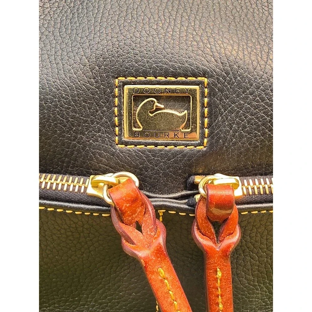 Dooney Bourke Dillen Black Pebbled Leather Hobo Bag Double Pocket GUC